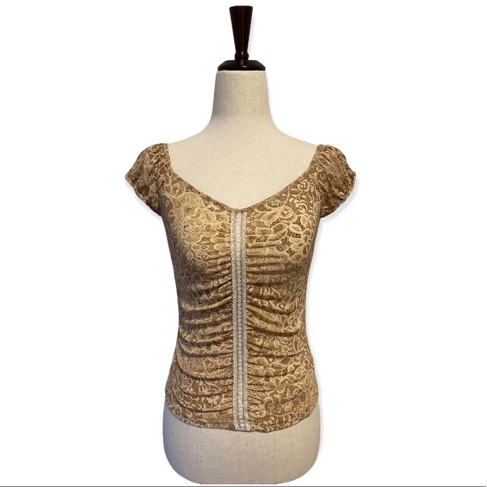 Warehouse Tan Floral Blouse